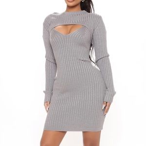 Fashion Nova 2 Piece Winslow Dress with Long Sleeve Crop